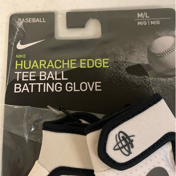 Nike Huarache Edge Tee Ball Batting Gloves, Youth Unisex M/L, White - Picture 2 of 4